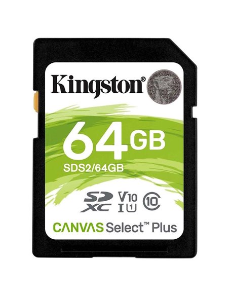 Tarjeta de memoria kingston canvas select plus 64gb sd xc/ clase 10/ 100mbs