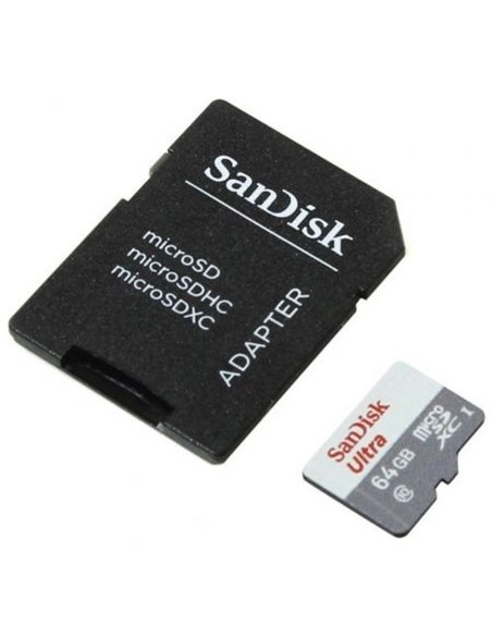Tarjeta de memoria sandisk ultra 64gb microsd xc con adaptador/ clase 10/ 100mb/s