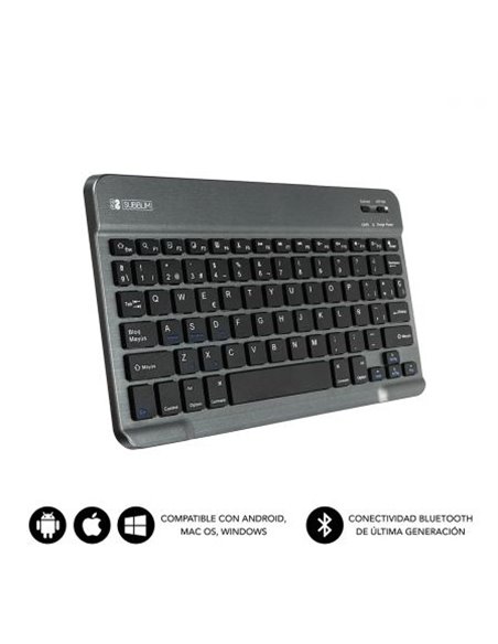 Teclado compacto inalámbrico por bluetooth subblim smart/ gris