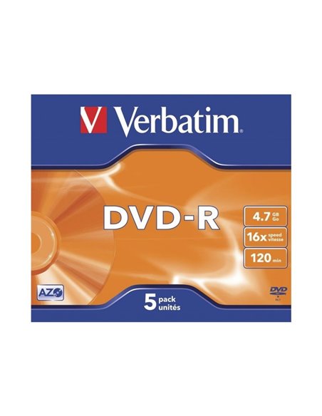 Dvd-r verbatim advanced azo 16x/ caja-5uds