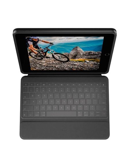 Funda con teclado logitech rugged folio para tablets apple ipad 7ª y 8ª generación 10.2'/ negro