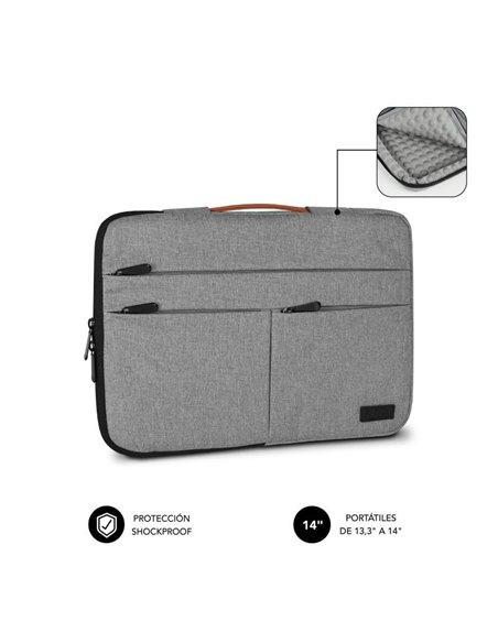 Funda subblim air padding 360 sleeve para portátiles hasta 14'/ gris claro