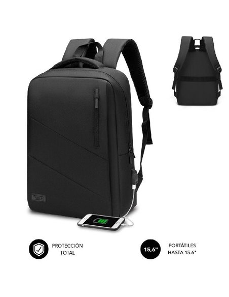 Mochila subblim city backpack para portátiles hasta 15.6'/ puerto usb/ negra