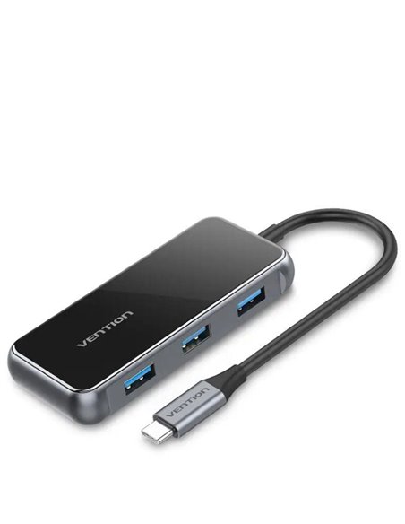 Docking usb tipo-c vention tffhb/ 1xhdmi 4k/ 3xusb/ 1xrj45/ 1xusb tipo-c pd/ gris