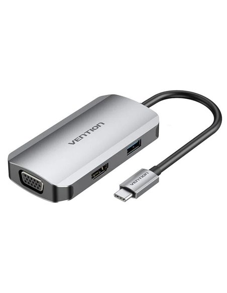 Docking usb tipo-c vention toahb/ 1xhdmi/ 1xvga/ 1xusb/ 1xusb tipo-c pd/ gris