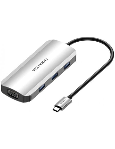 Docking usb tipo-c vention toihb/ 1xhdmi/ 1xvga/ 3xusb/ 1xusb tipo-c pd/ gris