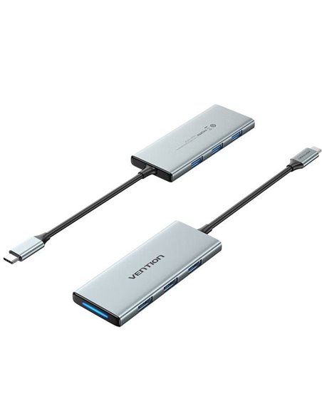 Docking usb tipo-c vention tophb/ 1xhdmi/ 3xusb/ 1xlector tarjetas sd y microsd/ gris