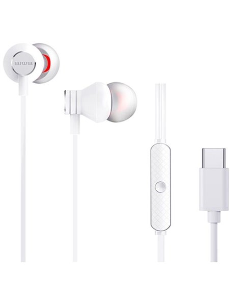 Auriculares intrauditivos aiwa estm-50usb-c/wt/ con micrófono/ usb tipo-c/ blancos
