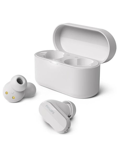 Auriculares bluetooth philips tat3508wt con estuche de carga/ autonomía 7h/ blancos