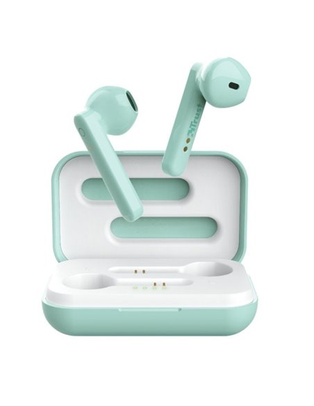 Auriculares bluetooth trust primo touch con estuche de carga/ autonomía 4h/ azul turquesa