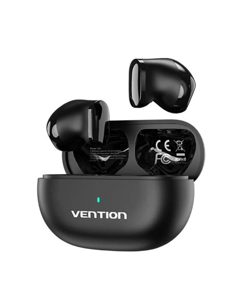 Auriculares bluetooth vention tiny t12 nblb0 con estuche de carga/ autonomía 6h/ negros