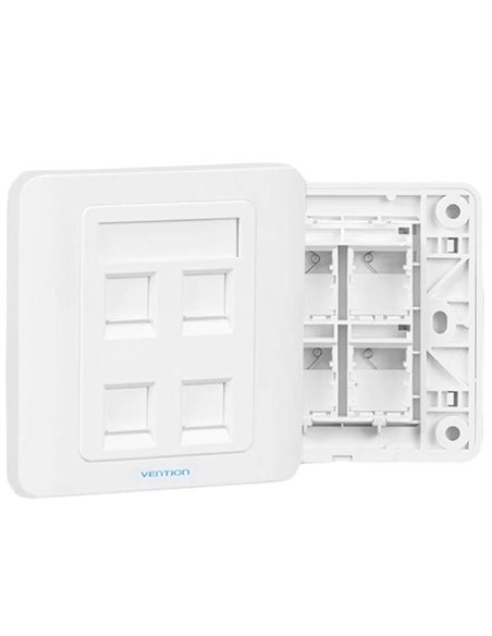 Placa de pared tipo 86 vention ifcw0/ 4 puertos rj45