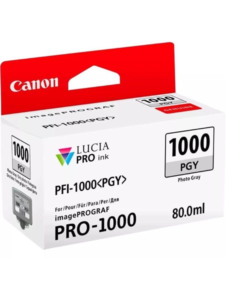 Cartucho de tinta original canon pfi-1000pgy/ gris foto