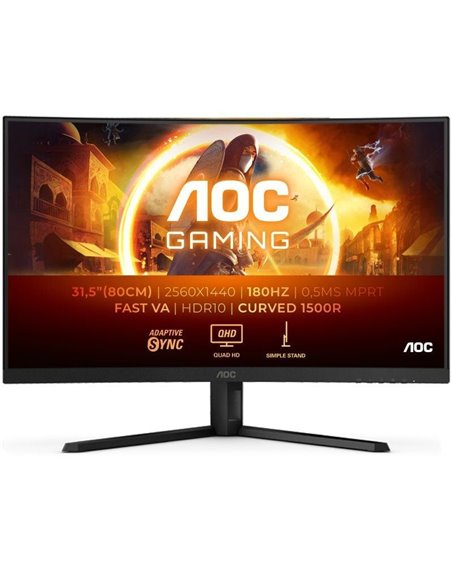Monitor gaming curvo aoc cq32g4ve 31.5'/ qhd/ 0.5ms/ 180hz/ va/ negro