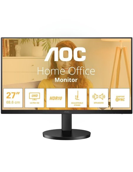 Monitor profesional aoc u27b3af 27'/ 4k/ multimedia/ regulable en altura/ negro