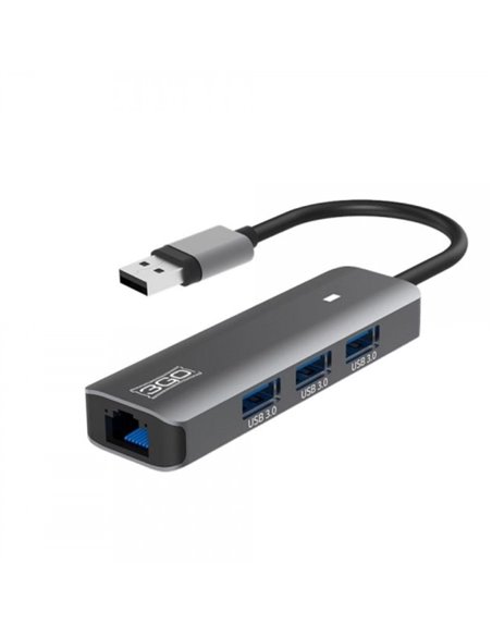 Hub usb 3.0 3go hub37peth2/ 3xusb/ 1xrj45/ gris