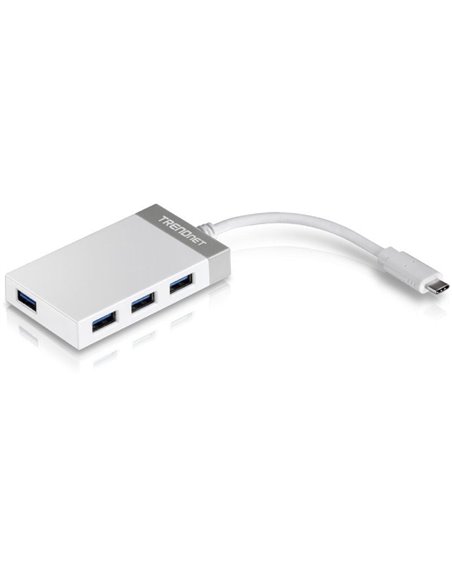 Hub usb tipo-c trendnet tuc-h4e/ 4xusb/ blanco y gris
