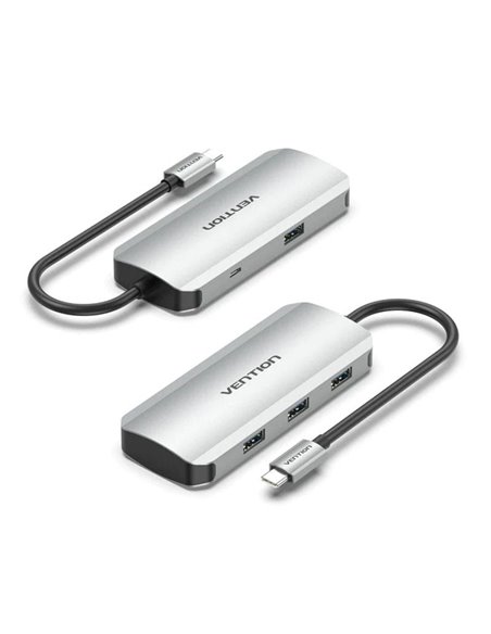 Hub usb tipo-c vention tnahb/ 4xusb/ 1xmicrousb pd