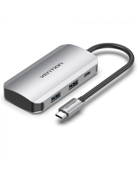 Hub usb tipo-c vention tnbhb/ 4xusb/ 1xusb tipo-c pd