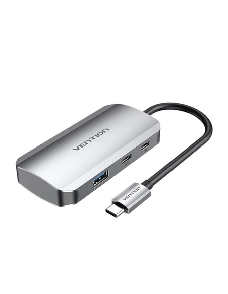 Hub usb tipo-c vention tndhb/ 3xusb/ 1xusb tipo-c/ 1xusb tipo-c pd