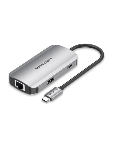 Hub usb tipo-c vention tnfhb/ 3xusb/ 1xrj45/ 1xusb tipo-c pd