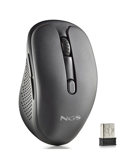 Ratón inalámbrico ngs evo spook silencioso/ batería recargable/ hasta 1600 dpi/ negro