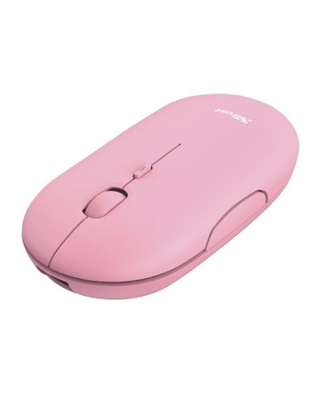 Ratón inalámbrico por bluetooth trust puck/ batería recargable/ hasta 1600 dpi/ rosa