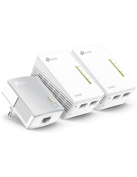 Adaptador powerline tp-link wpa4220tkit 500mbps/ alcance 300m/ pack de 3