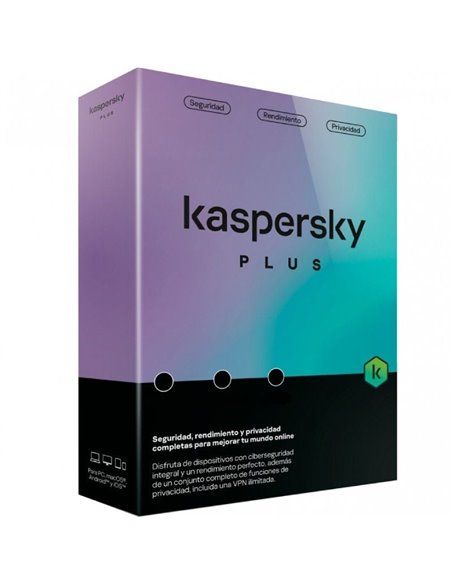 Antivirus kaspersky plus/ 3 dispositivos/ 1 año