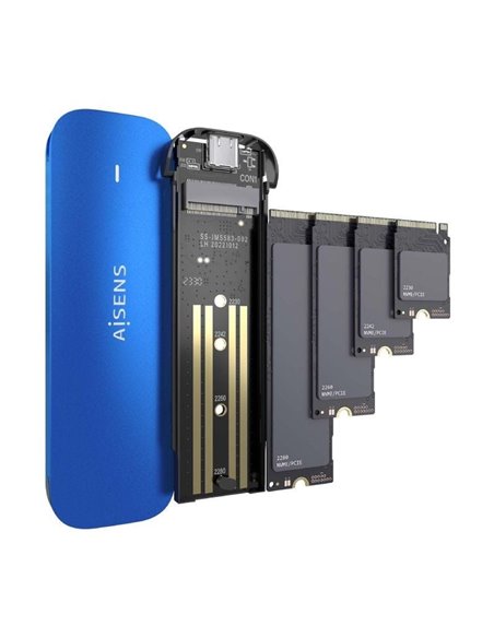 Caja Externa para Disco SSD M.2 NVMe Aisens ASM2-026BLU/ USB 3.2/ Sin tornillos