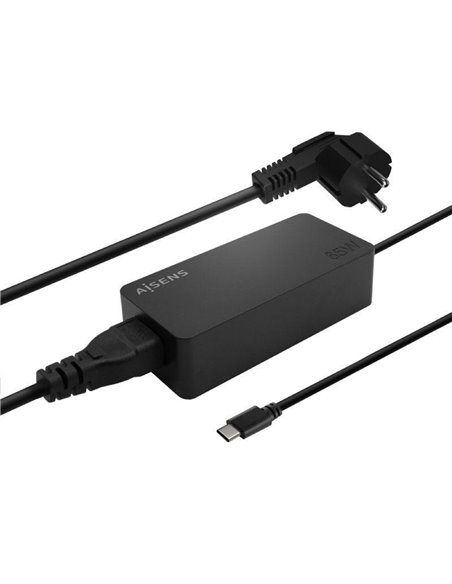 Cargador de Portátil Aisens ASCH-1PD65D-BK/ 1xUSB Tipo-C/ 65W