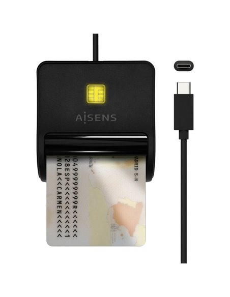 Lector de DNI USB Tipo-C Aisens ASCR-SN03C-BK/ Negro