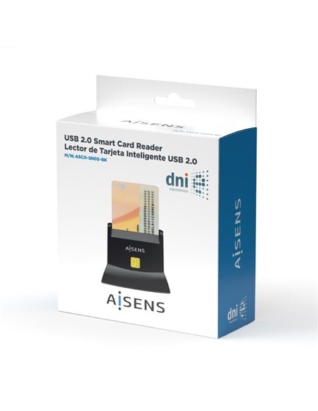 Lector de DNI y Tarjetas Aisens ASCR-SN05-BK/ Negro