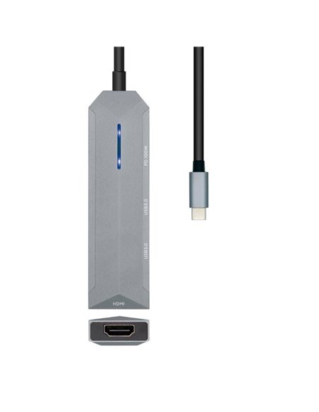 Docking USB Tipo-C Aisens ASUC-4P002-GR/ 1xHDMI/ 2xUSB/ 1xUSB Tipo-C PD/ Gris