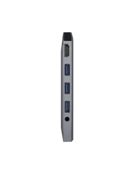 Docking USB Tipo-C Aisens ASUC-9P001-GR/ 1xHDMI/ 3xUSB/ 1xRJ45/ 1xAudio/ 1xLector Tarjetas / 1xUSB Tipo-C PD/ Gris