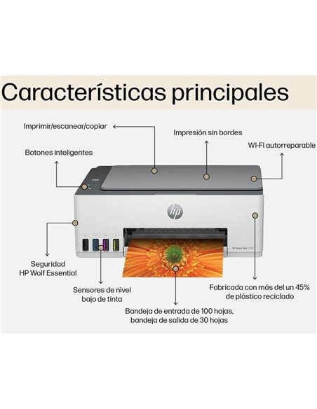 Multifunción Recargable HP Smart Tank 5105/ WiFi/ Blanca