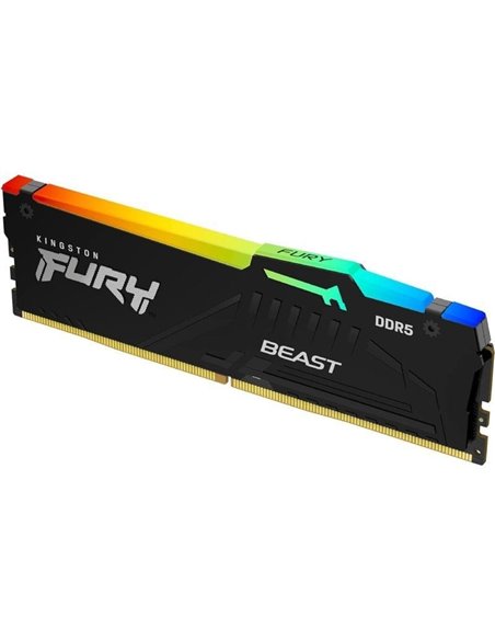 Memoria RAM Kingston FURY Beast RGB 16GB/ DDR5/ 5600MHz/ 1.25V/ CL40/ DIMM