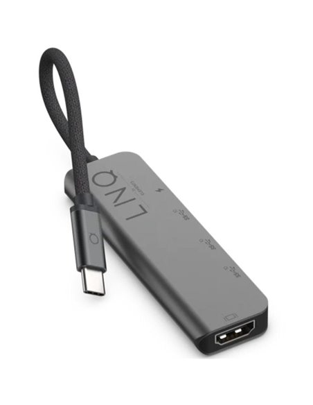 Docking USB Tipo-C Linq LQ48014/ 1xUSB Tipo-C/ 2xUSB/ 1xHDMI 4K/ 1xUSB Tipo-C PD/ Gris