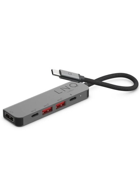 Docking USB Tipo-C Linq LQ48014/ 1xUSB Tipo-C/ 2xUSB/ 1xHDMI 4K/ 1xUSB Tipo-C PD/ Gris