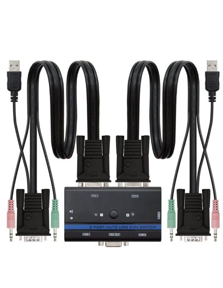 KVM Switch Nanocable 10.12.0001/ PC - CPU: 2 VGA + 2 USB + 4 JACK 3.5 / CONSOLA: 2 USB + VGA + 2 JACK 2.5/ 1.4m