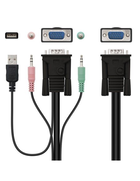 KVM Switch Nanocable 10.12.0001/ PC - CPU: 2 VGA + 2 USB + 4 JACK 3.5 / CONSOLA: 2 USB + VGA + 2 JACK 2.5/ 1.4m