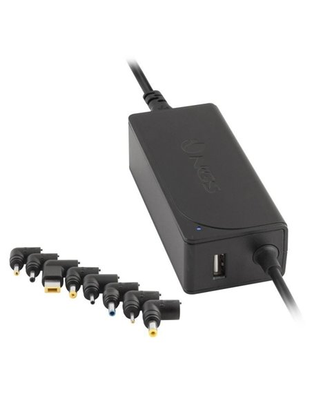 Cargador de Portátil NGS W-45W/ 45W/ Automático/ 8 Conectores/ Voltaje 19-20V/ 1 USB