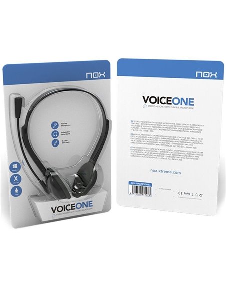 Auriculares Nox Voice One/ con Micrófono/ Jack 3.5/ Negros