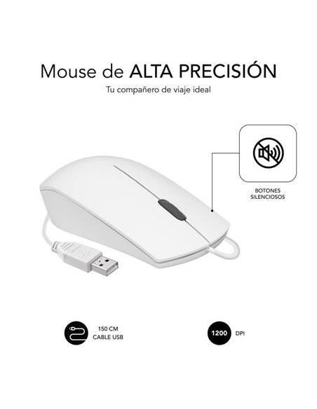 Ratón Subblim Business Silencioso/ Hasta 1200 DPI/ Blanco