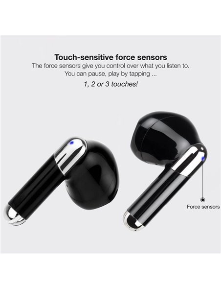 Auriculares Bluetooth TooQ Onyx TQBWH-0054B con estuche de carga/ Autonomía 4h/ Negros