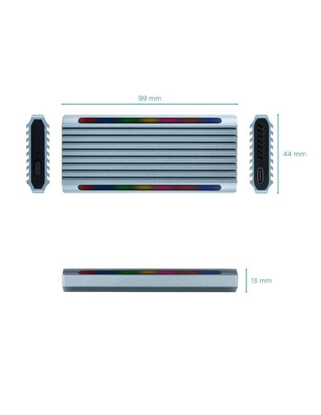 Caja Externa para Disco SSD M.2 NVMe TooQ TQE-2221G/ USB 3.1 Gen2/ Sin tornillos