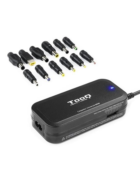 Cargador de Portátil TooQ TQLC-90BS02M/ 90W/ Manual/ 12 Conectores/ Voltaje 15-24V/ 1 USB