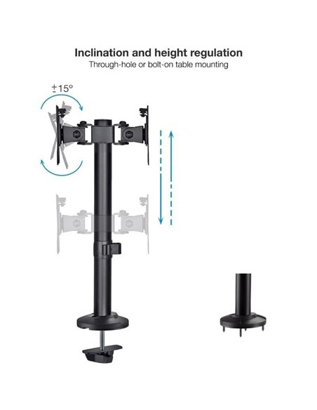 Soporte para 2 Monitores TooQ DB1132TN-B/ hasta 8kg