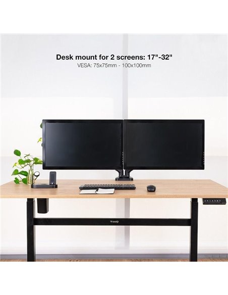 Soporte para 2 Monitores TooQ DB5132TNR-B/ hasta 9kg