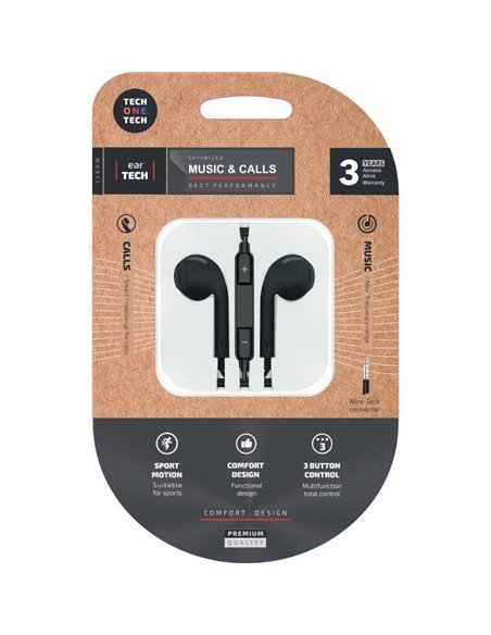 Auriculares Intrauditivos Tech One Tech earTECH TEC1002/ con Micrófono/ Jack 3.5/ Negros